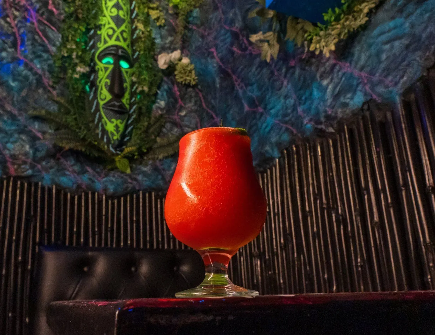 A red cocktail on the bar at Endless Bummer
